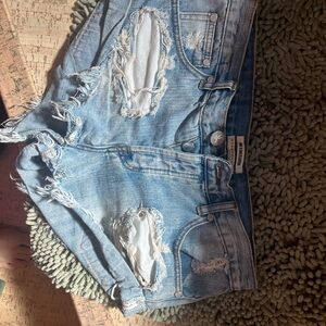 One Teaspoon Light Blue Ripped Denim Shorts